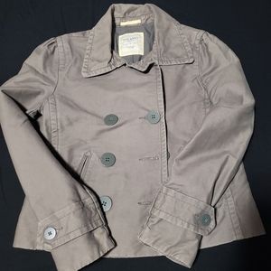 Old Navy Cotton Twill Pea Coat Gray Distressed Women's Size Large